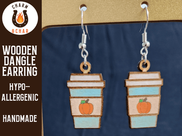 Pumpkin Spice Wood Dangle Earrings - Autumn Fashion Earring - Dangle Earring - Charm and Char